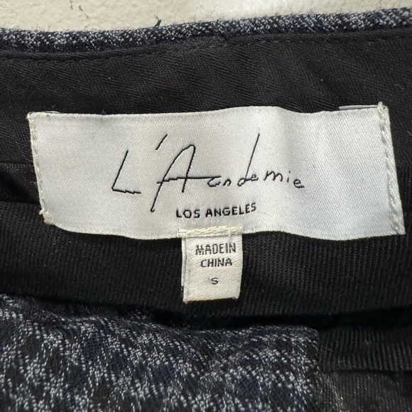 NEW L'Academie The High Waist Pleated Plaid Trouser in dark grey - Picture 8 of 10